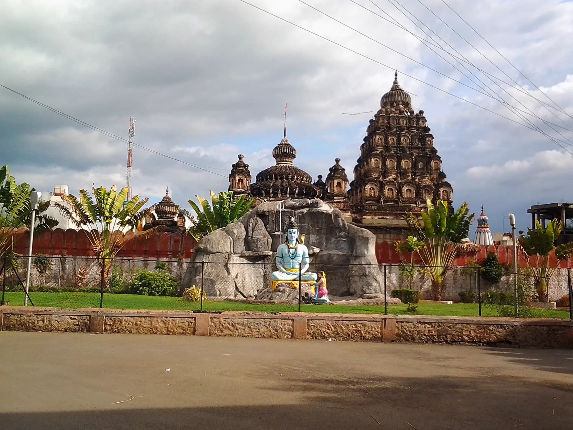 The Siddheswar temple complex in Baramati under a monsoon sky